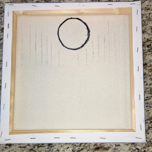 HandPainted Moonlit Lake Landscape 12”x12” Original Canvas Art by Friz - Picture 3 of 4